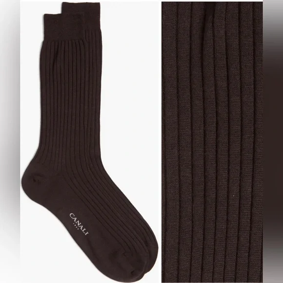 (2) CANALI Ribbed (1)Wool Blend and (1) Cotton Dress Socks - Picture 3 of 9